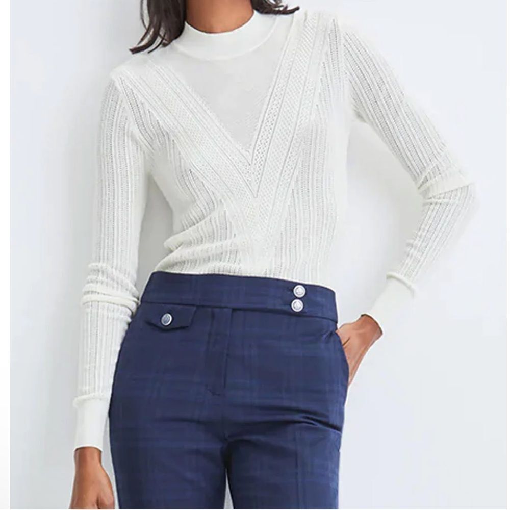 Veronica Beard Ivory Knit Raylan Pullover